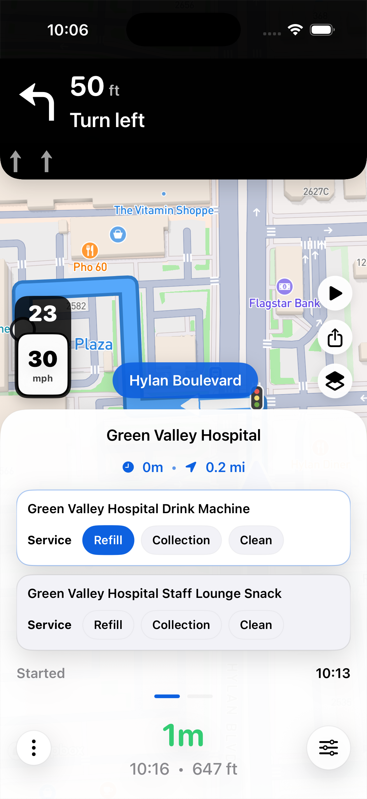 Vendistri iOS navigation mode screen