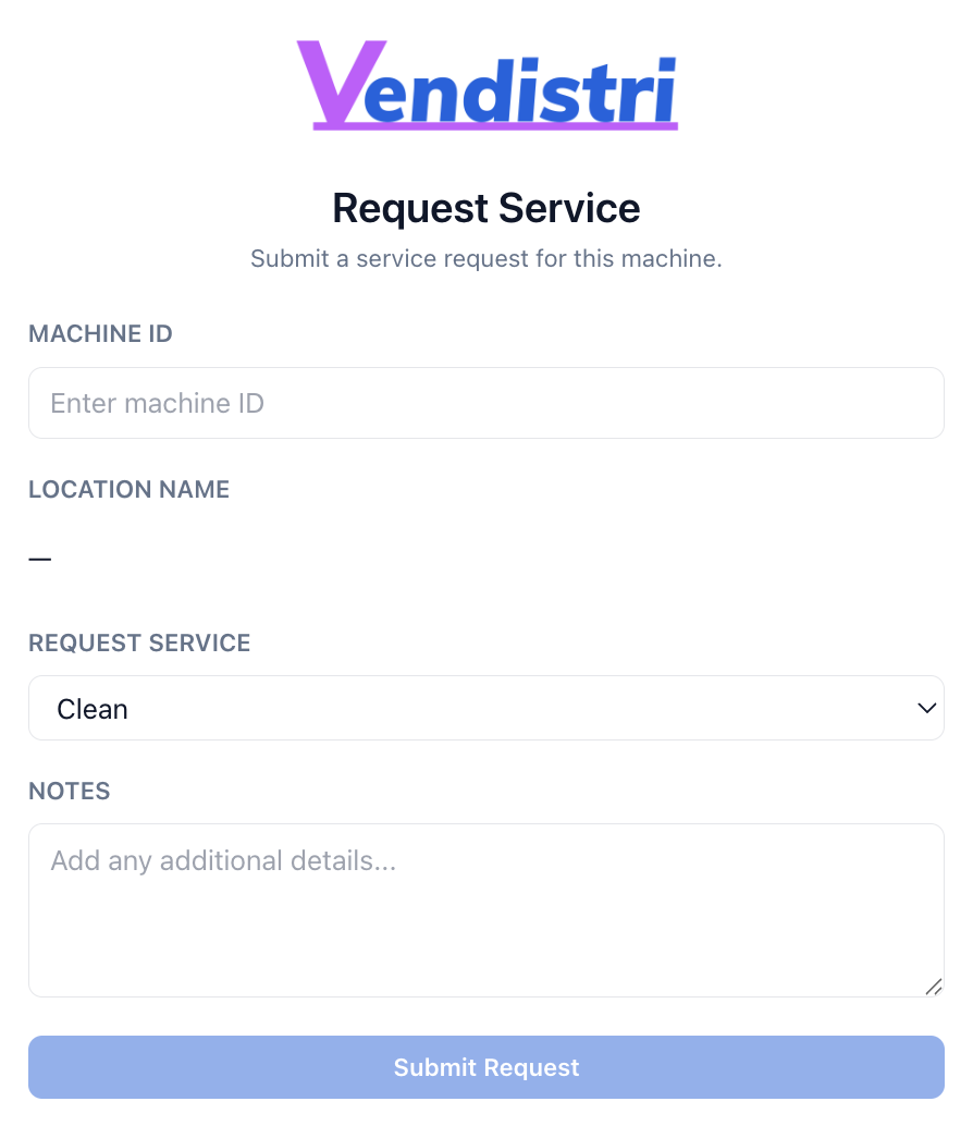 Service request form